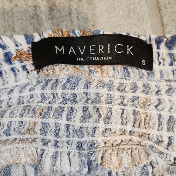 Maverick The Collection Off Shoulder Tunic Dress Ruffle Striped Floral Size S - Picture 9 of 13